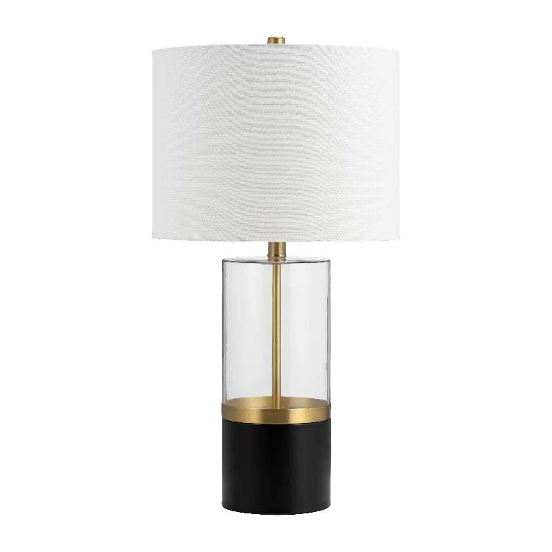 wooden table lamps with natural grain for a warm and organic feelwooden table lamps with natural grain for a warm and organic feelSagebrook Home 51232 Glass, 26" Cylinder Table Lamp, Black/White